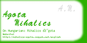 agota mihalics business card